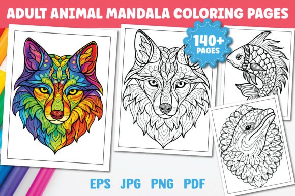Download 140 Adults Animal Mandala Coloring Book - Adult Collection