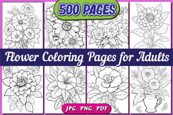 Download 500+ Flowers Adult Coloring Book for-KDP - Adult Collection