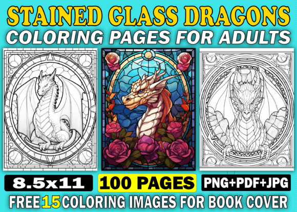 Download Stained Glass Dragon Adult Coloring Book - Adult Collection