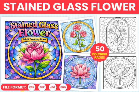 Download Stained Glass Flower Adult Coloring Page - Adult Collection